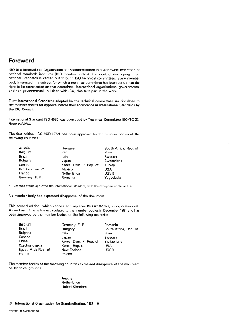 ISO 4030:1983 ISO 4030:1983 - Road vehicles — Vehicle identification number (VIN) — Location and attachment/1/1983 - Page 2 preview