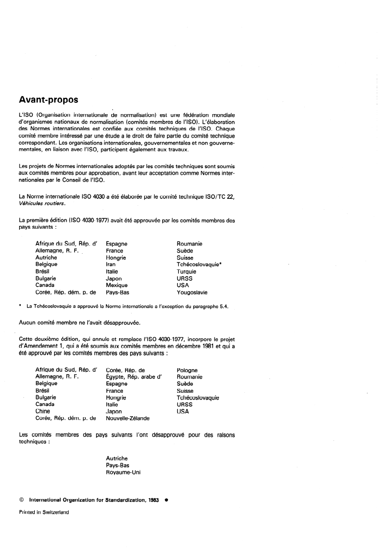 ISO 4030:1983 ISO 4030:1983 - Véhicules routiers — Numéro d'identification des véhicules (VIN) — Emplacement et pose/1/1983 - Page 2 preview