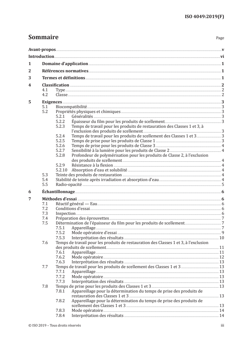 ISO 4049:2019 ISO 4049:2019 - Médecine bucco-dentaire — Produits de restauration à base de polymères/23/2019 - Page 3 preview