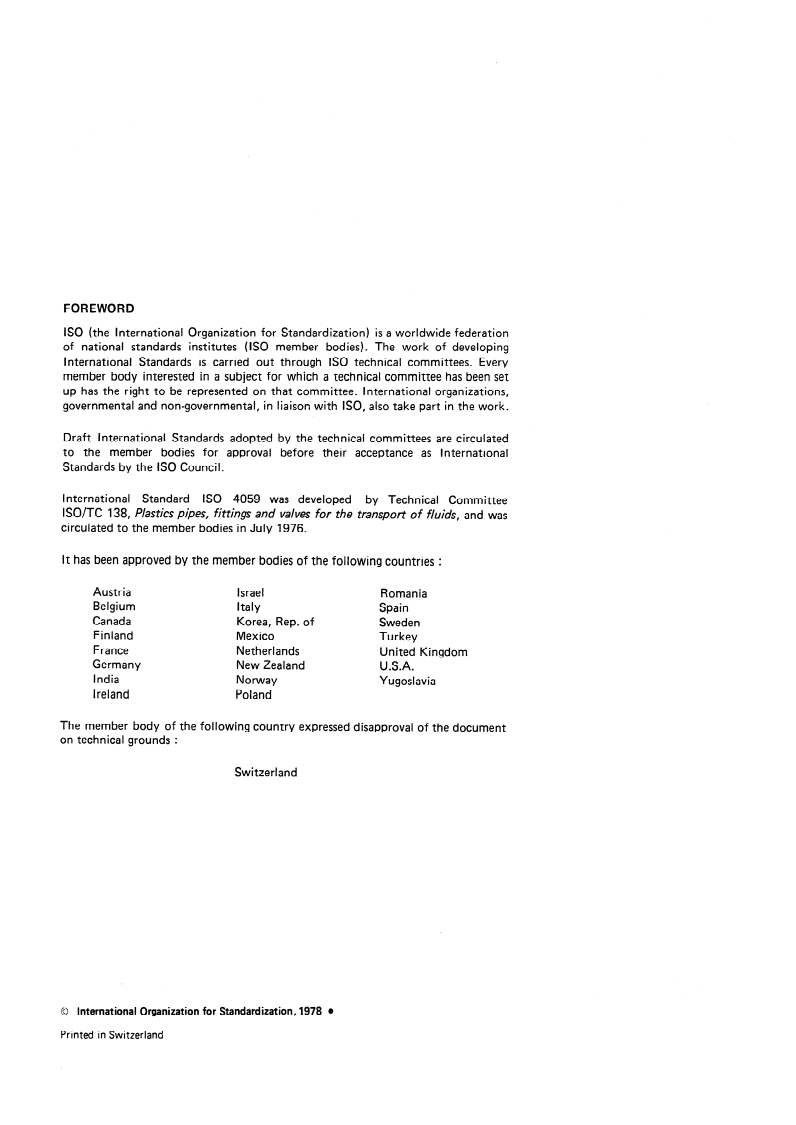 ISO 4059:1978 ISO 4059:1978 - Polyethylene (PE) pipes — Pressure drop in mechanical pipe-jointing systems — Method of test and requirements/1/1978 - Page 2 preview