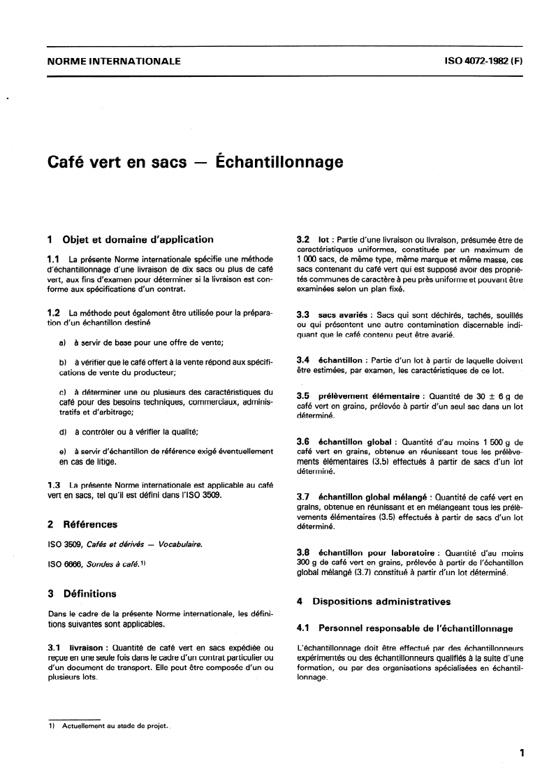 SIST ISO 4072:1995 ISO 4072:1982 - Café vert en sacs — Échantillonnage/1/1982 - Page 3 preview