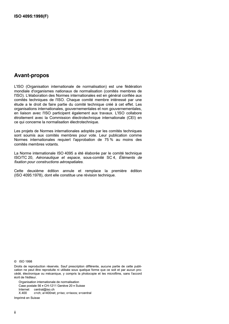 ISO 4095:1998 ISO 4095:1998 - Aéronautique et espace — Entraînements bihexagonaux — Série métrique/5/1998 - Page 2 preview