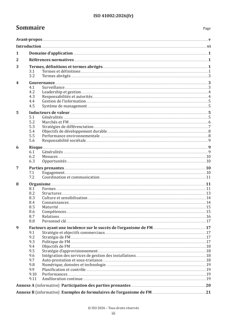 ISO 41002:2026 ISO 41002:2026 - Facility management — Élaboration d'un organisme de facility management - Page 3 preview