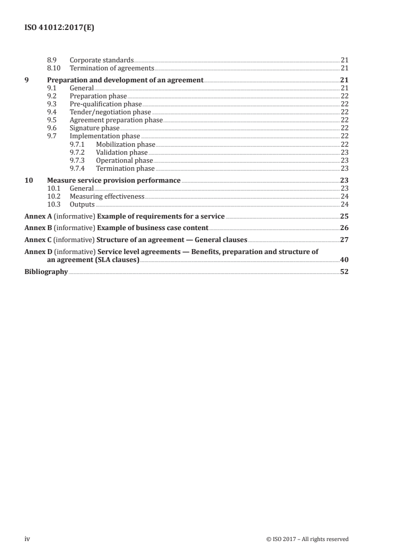ISO 41012:2017 ISO 41012:2017 - Facility management — Guidance on strategic sourcing and the development of agreements/31/2017 - Page 4 preview