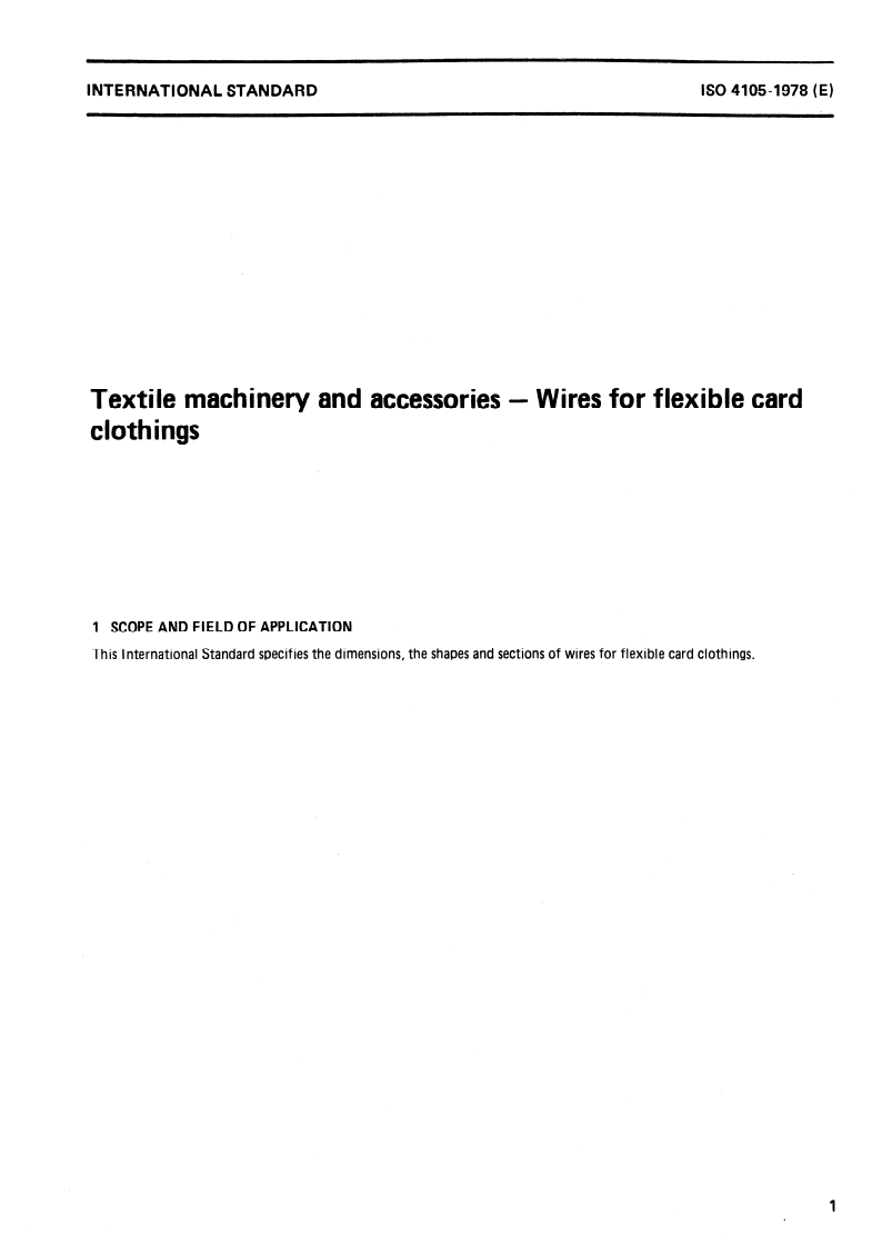 ISO 4105:1978 ISO 4105:1978 - Textile machinery and accessories — Wires for flexible card clothings/1/1978 - Page 3 preview