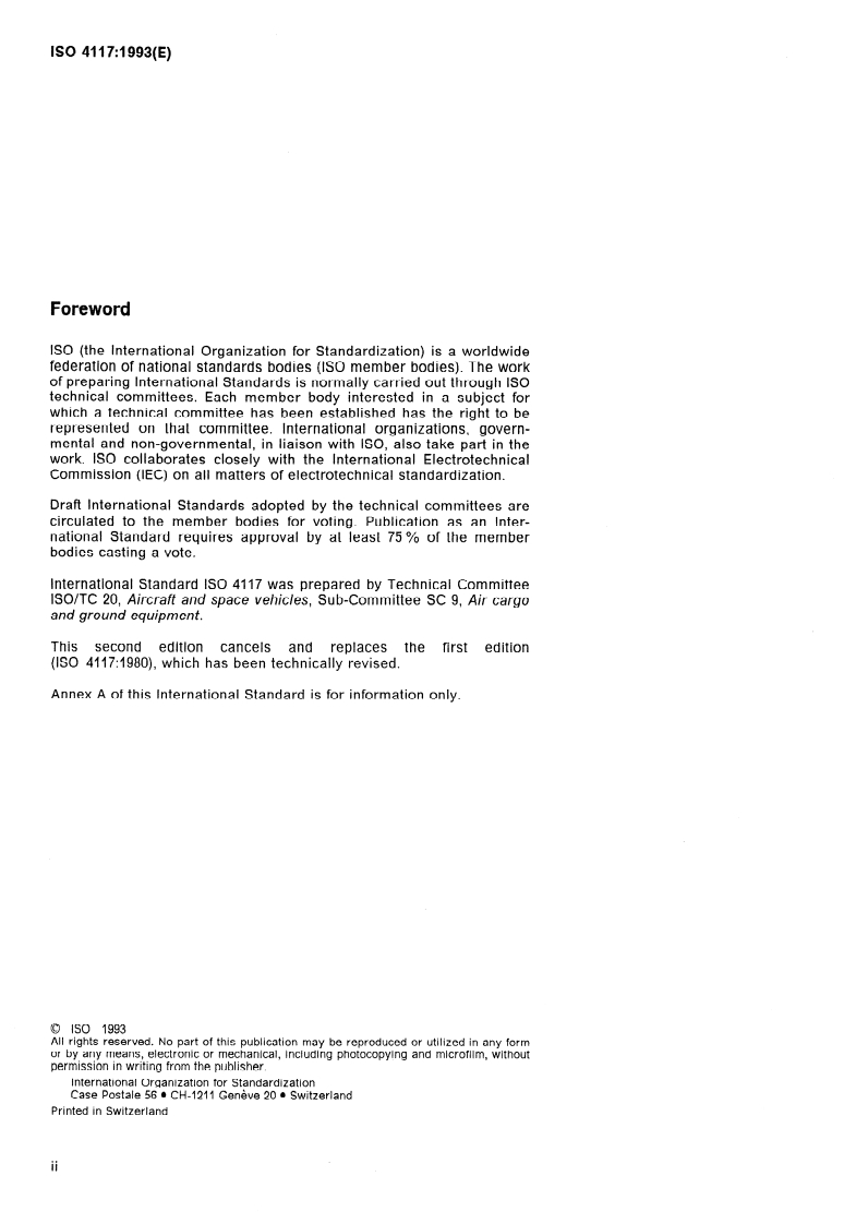 ISO 4117:1993 ISO 4117:1993 - Air and air/land cargo pallets — Specification and testing/4/1993 - Page 2 preview