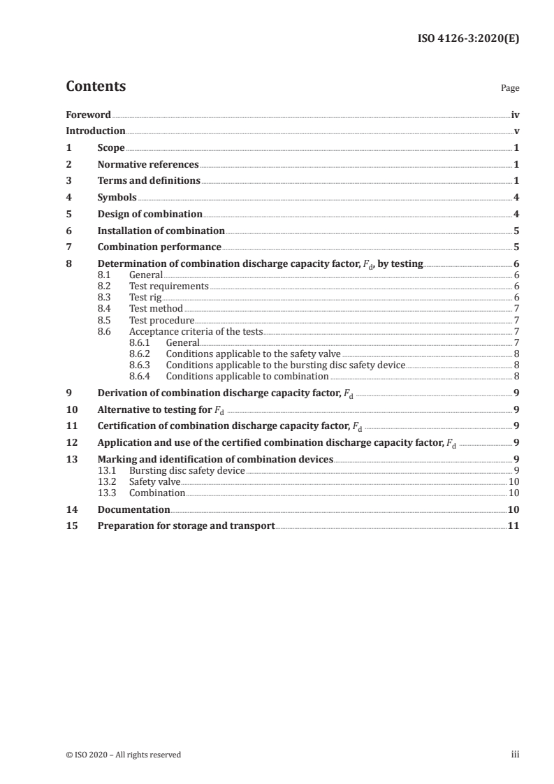 ISO 4126-3:2020 ISO 4126-3:2020 - Safety devices for protection against excessive pressure — Part 3: Safety valves and bursting disc safety devices in combination/16/2020 - Page 3 preview