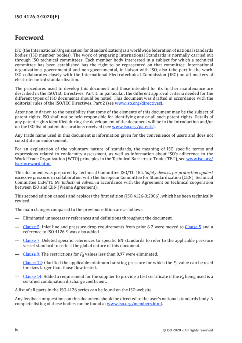 ISO 4126-3:2020 ISO 4126-3:2020 - Safety devices for protection against excessive pressure — Part 3: Safety valves and bursting disc safety devices in combination/16/2020 - Page 4 preview