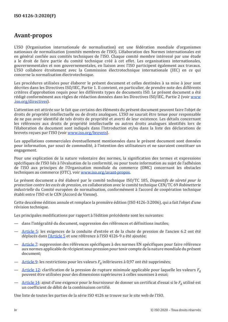 ISO 4126-3:2020 ISO 4126-3:2020 - Dispositifs de sécurité pour protection contre les pressions excessives — Partie 3: Soupapes de sûreté et dispositifs de sûreté à disque de rupture en combinaison/16/2020 - Page 4 preview
