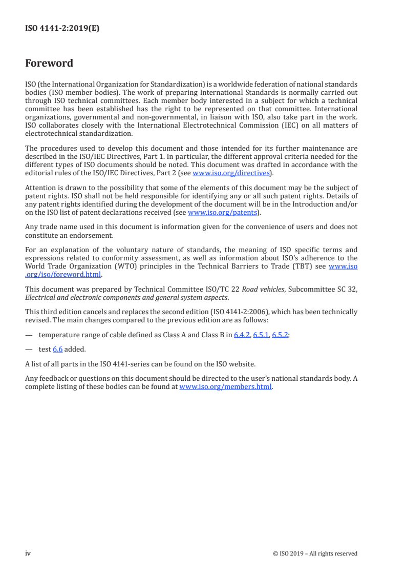 ISO 4141-2:2019 ISO 4141-2:2019 - Road vehicles — Multi-core connecting cables — Part 2: Test methods and requirements for high performance sheathed cables/1/2019 - Page 4 preview