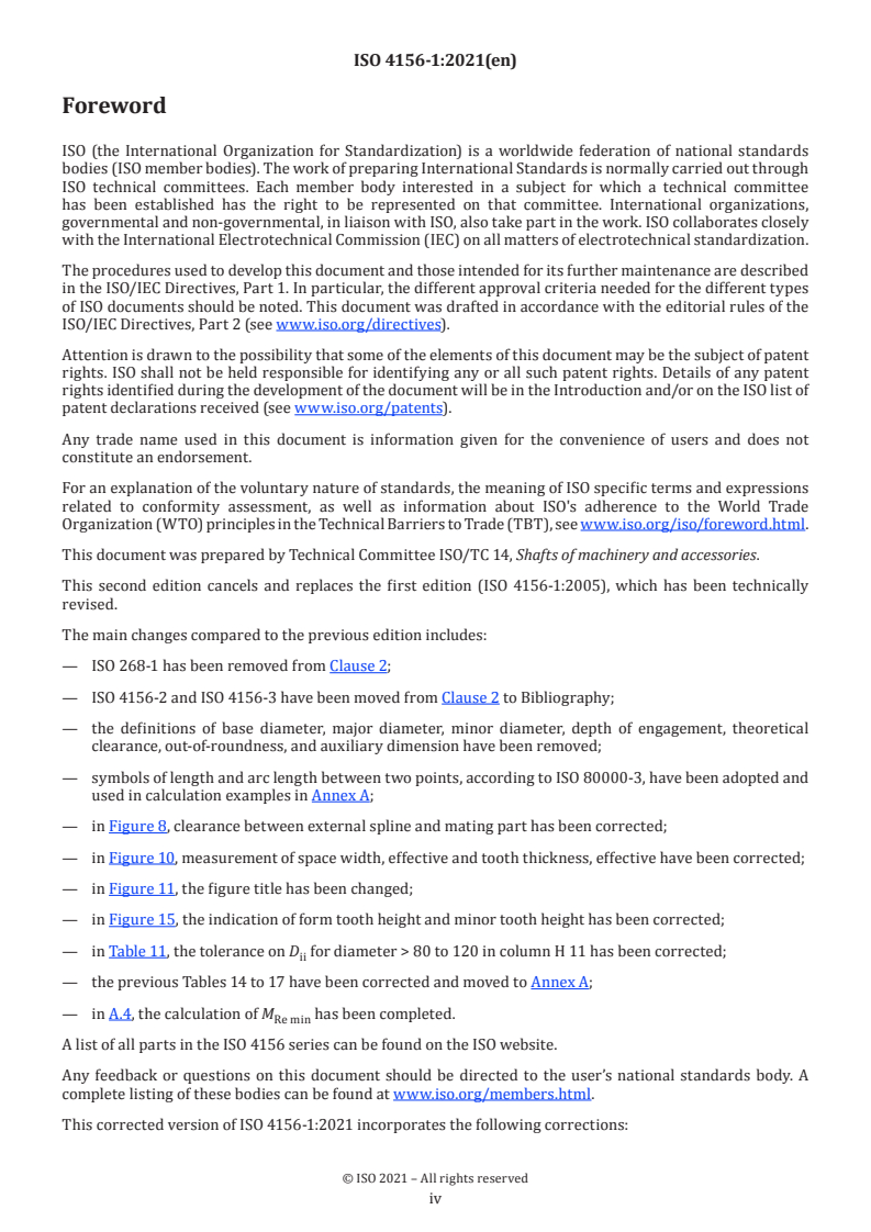 ISO 4156-1:2021 ISO 4156-1:2021 - Straight cylindrical involute splines — Metric module, side fit — Part 1: Generalities/15/2025 - Page 4 preview