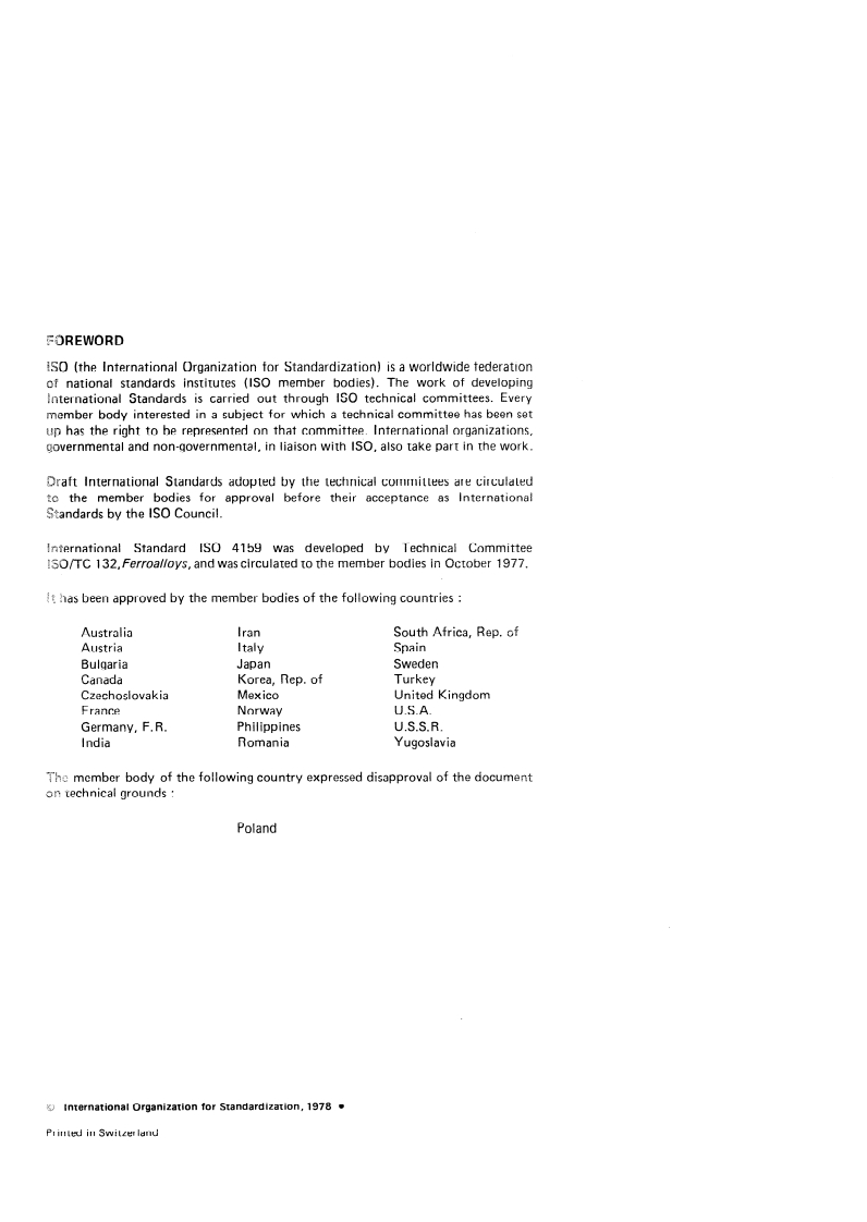 ISO 4159:1978 ISO 4159:1978 - Ferromanganese and ferrosilicomanganese — Determination of manganese content — Potentiometric method/1/1978 - Page 2 preview