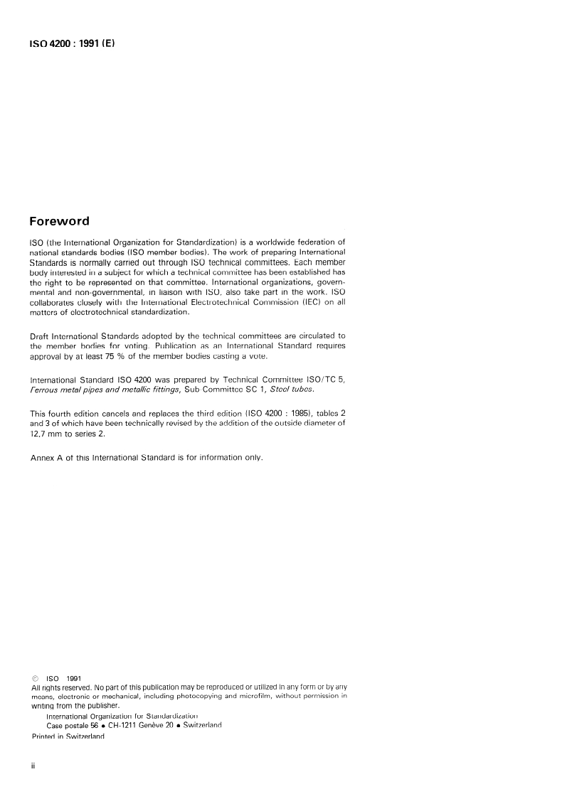 ISO 4200:1991 ISO 4200:1991 - Plain end steel tubes, welded and seamless — General tables of dimensions and masses per unit length/21/1991 - Page 2 preview