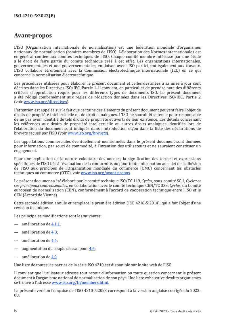 ISO 4210-5:2023 ISO 4210-5:2023 - Cycles — Exigences de sécurité pour les bicyclettes — Partie 5: Méthodes d'essai de la direction
Released:8/28/2023 - Page 4 preview