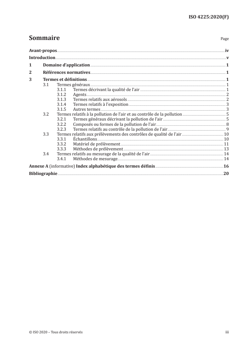 ISO 4225:2020 ISO 4225:2020 - Qualité de l'air — Aspects généraux — Vocabulaire/15/2020 - Page 3 preview