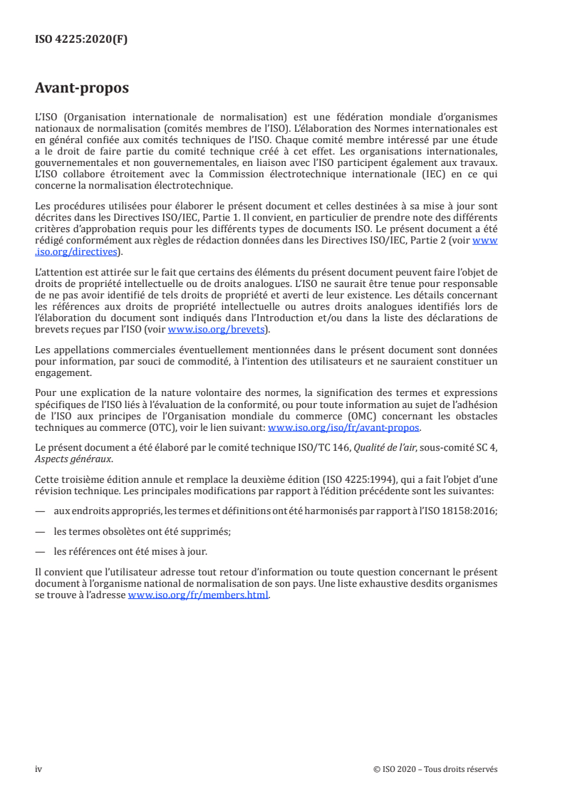 ISO 4225:2020 ISO 4225:2020 - Qualité de l'air — Aspects généraux — Vocabulaire/15/2020 - Page 4 preview