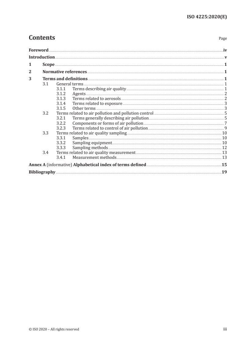 ISO 4225:2020 ISO 4225:2020 - Air quality — General aspects — Vocabulary/15/2020 - Page 3 preview