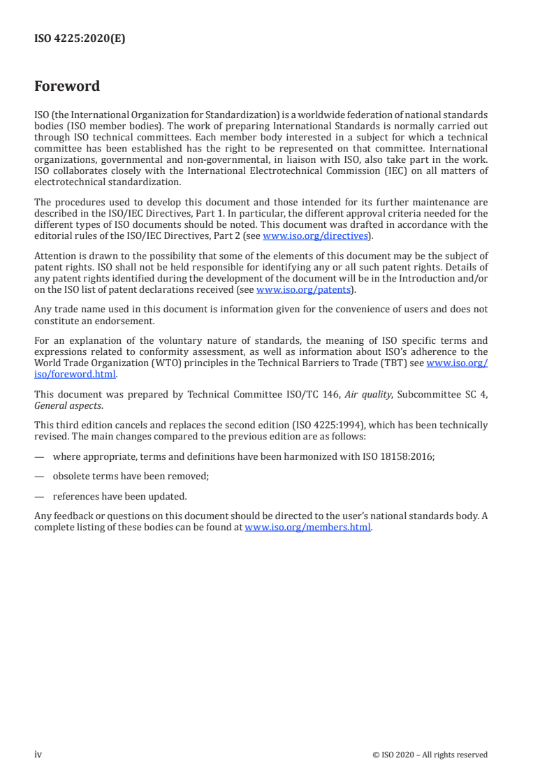 ISO 4225:2020 ISO 4225:2020 - Air quality — General aspects — Vocabulary/15/2020 - Page 4 preview