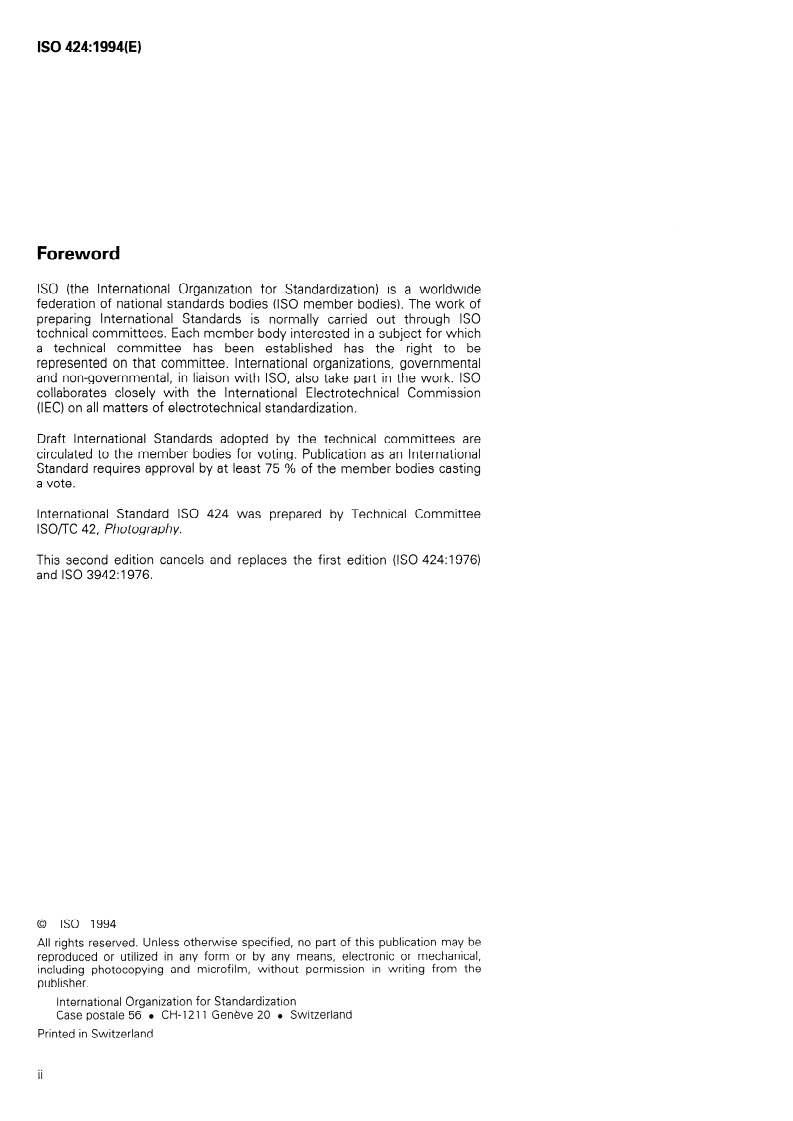 ISO 424:1994 ISO 424:1994 - Photography — Processing chemicals — Specifications for anhydrous sodium carbonate and sodium carbonate monohydrate/20/1994 - Page 2 preview