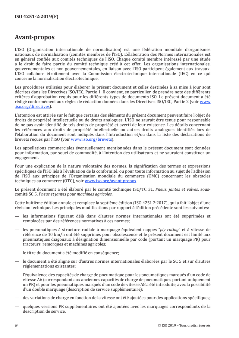 ISO 4251-2:2019 ISO 4251-2:2019 - Pneumatiques diagonaux à désignation dimensionnelle par code (séries à marquage équivalent nappes "ply rating") pour tracteurs, remorques et machines agricoles — Partie 2: Capacités de charge des pneumatiques/31/2019 - Page 4 preview