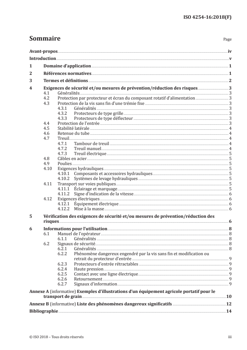 ISO 4254-16:2018 ISO 4254-16:2018 - Matériel agricole — Sécurité — Partie 16: Tarières à grain agricoles portatives/26/2018 - Page 3 preview