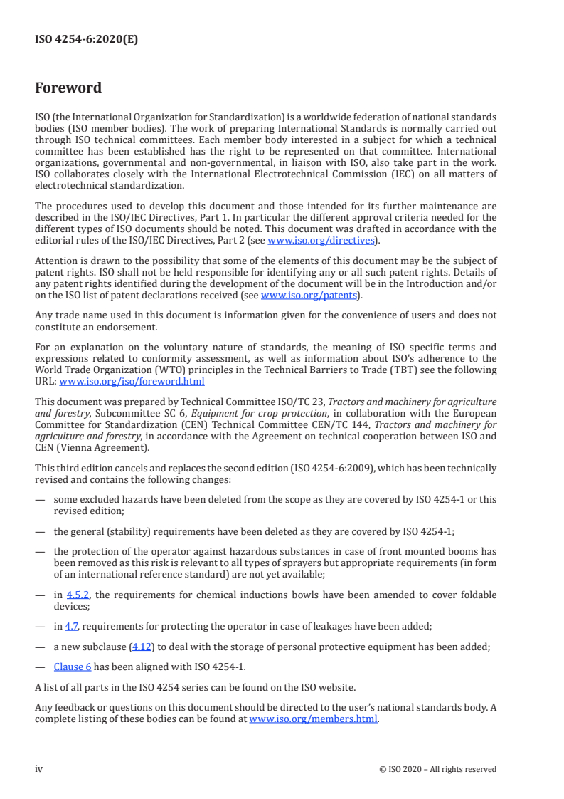ISO 4254-6:2020 ISO 4254-6:2020 - Agricultural machinery — Safety — Part 6: Sprayers and liquid fertilizer distributors/16/2020 - Page 4 preview