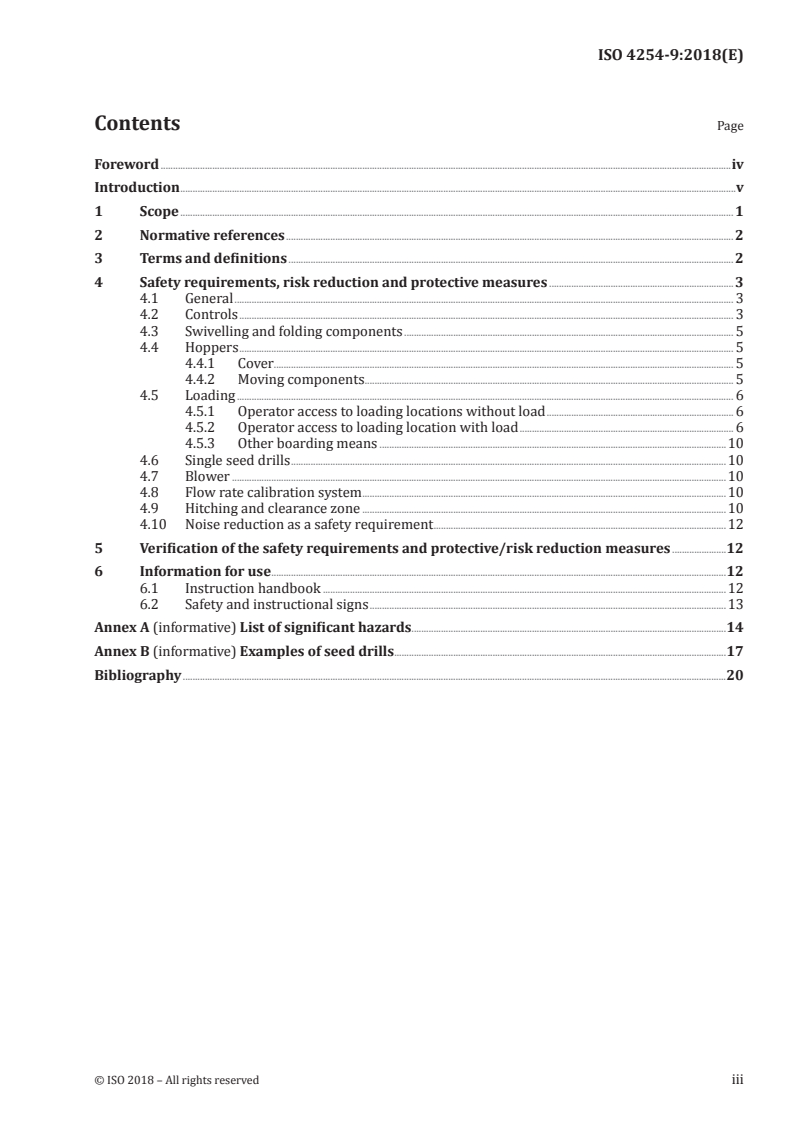 ISO 4254-9:2018 ISO 4254-9:2018 - Agricultural machinery — Safety — Part 9: Seed drills/27/2018 - Page 3 preview