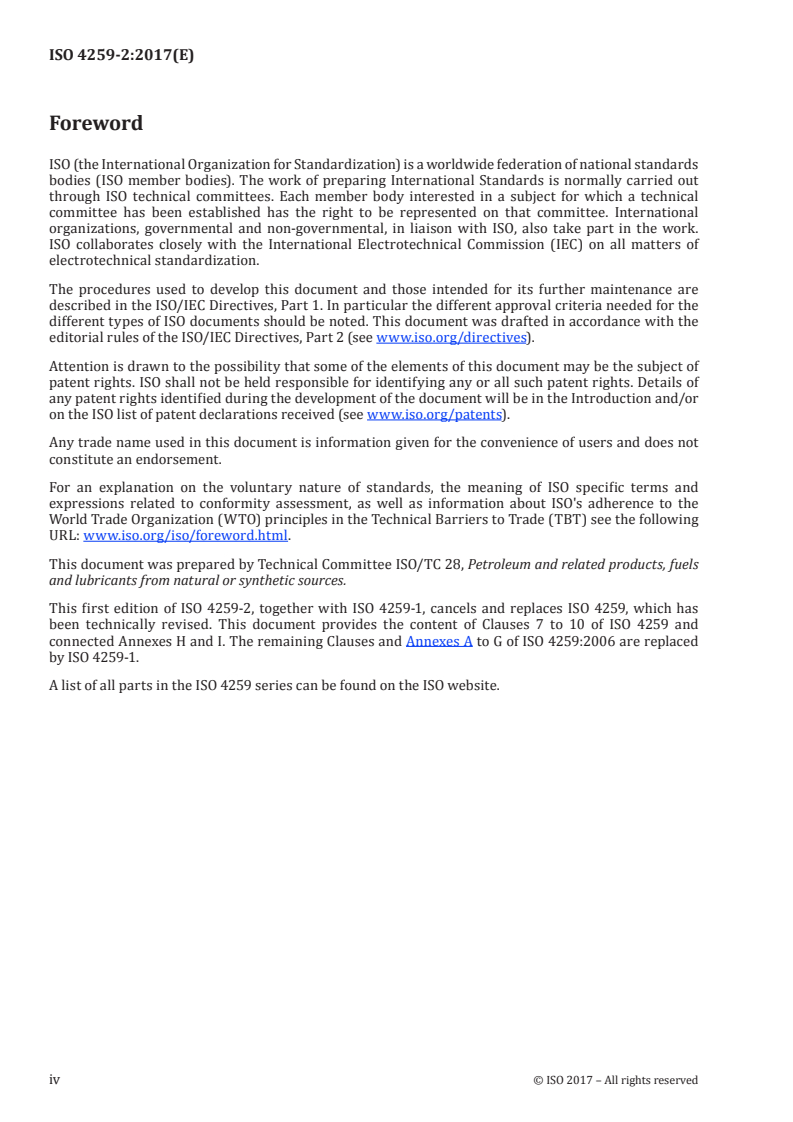 ISO 4259-2:2017 ISO 4259-2:2017 - Petroleum and related products — Precision of measurement methods and results — Part 2: Interpretation and application of precision data in relation to methods of test/1/2017 - Page 4 preview