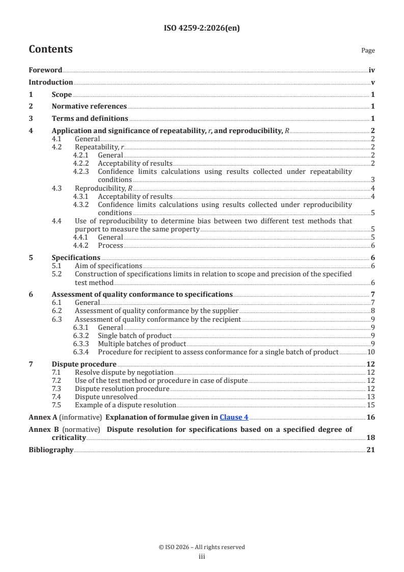 ISO 4259-2:2026 ISO 4259-2:2026 - Petroleum and related products — Precision of measurement methods and results — Part 2: Interpretation and application of precision data in relation to methods of test - Page 3 preview