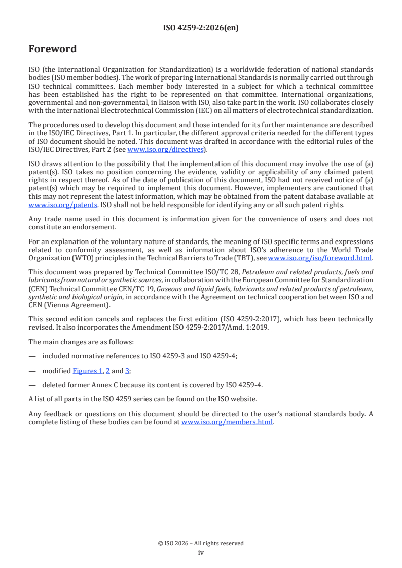 ISO 4259-2:2026 ISO 4259-2:2026 - Petroleum and related products — Precision of measurement methods and results — Part 2: Interpretation and application of precision data in relation to methods of test - Page 4 preview
