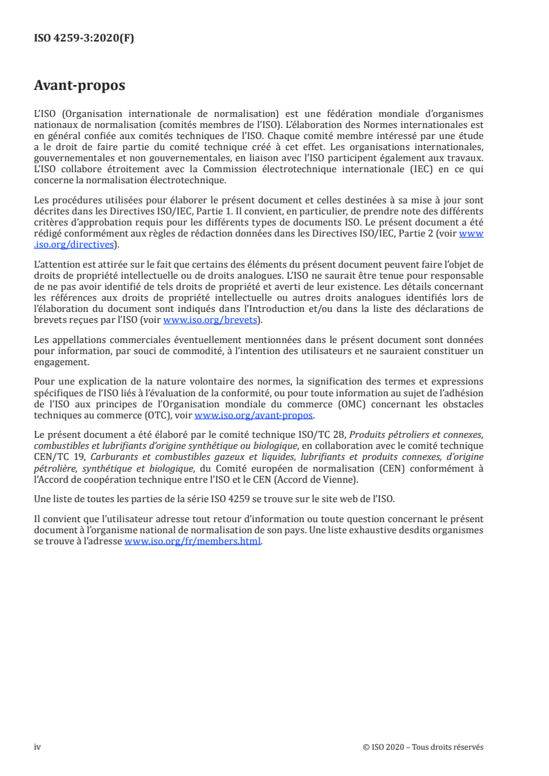 ISO 4259-3:2020 ISO 4259-3:2020 - Produits pétroliers et connexes — Fidélité des méthodes de mesure et de leurs résultats — Partie 3: Surveillance et vérification des données de fidélité publiées relatives aux méthodes d'essai/14/2020 - Page 4 preview
