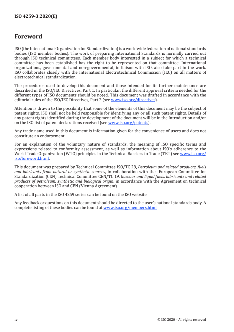ISO 4259-3:2020 ISO 4259-3:2020 - Petroleum and related products — Precision of measurement methods and results — Part 3: Monitoring and verification of published precision data in relation to methods of test/16/2020 - Page 4 preview