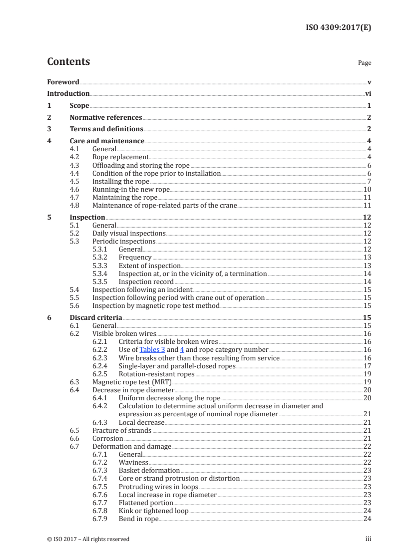 ISO 4309:2017 ISO 4309:2017 - Cranes — Wire ropes — Care and maintenance, inspection and discard/30/2017 - Page 3 preview