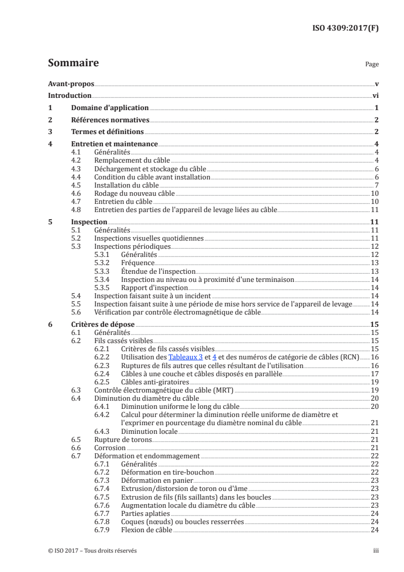 ISO 4309:2017 ISO 4309:2017 - Appareils de levage à charge suspendue — Câbles en acier — Entretien et maintenance, inspection et dépose/30/2017 - Page 3 preview