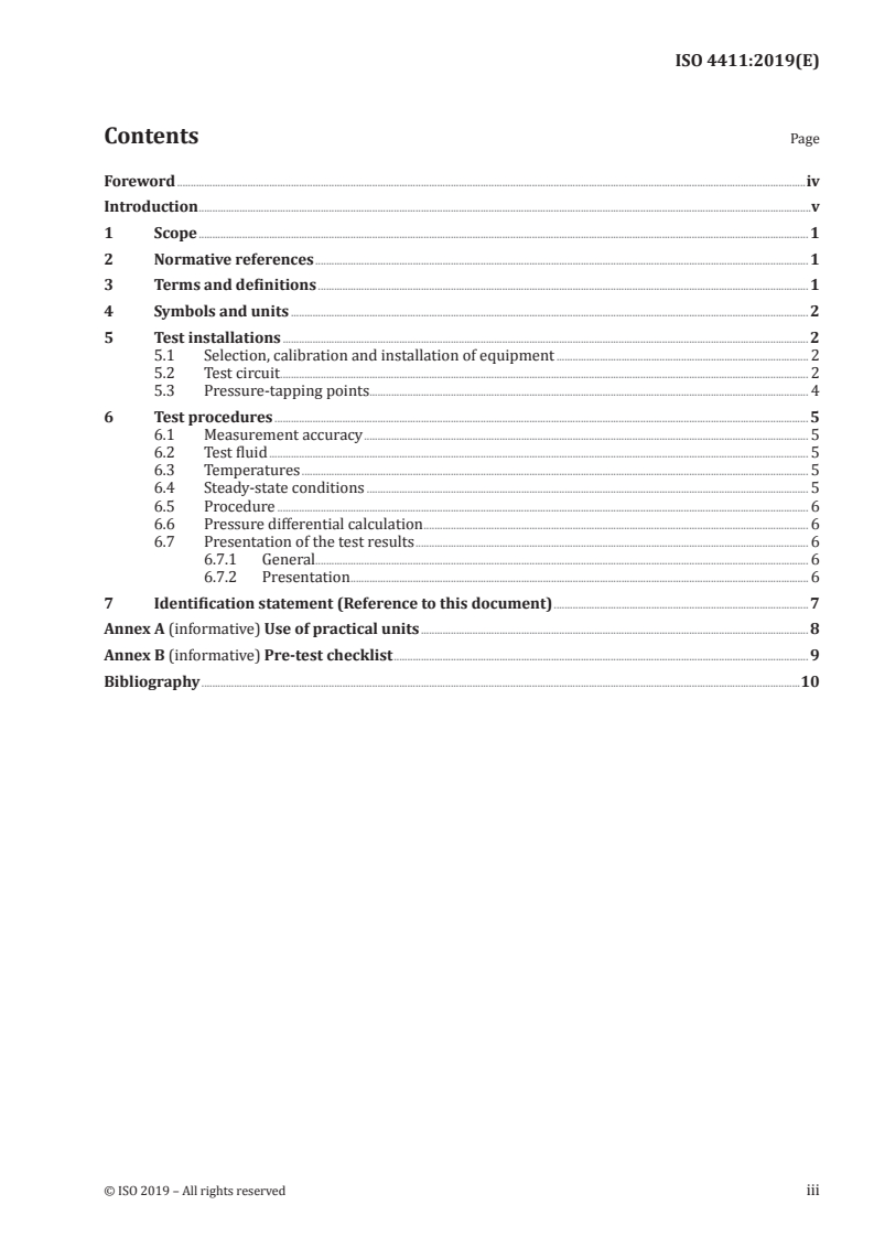 ISO 4411:2019 ISO 4411:2019 - Hydraulic fluid power — Valves — Determination of differential pressure/flow rate characteristics/9/2019 - Page 3 preview