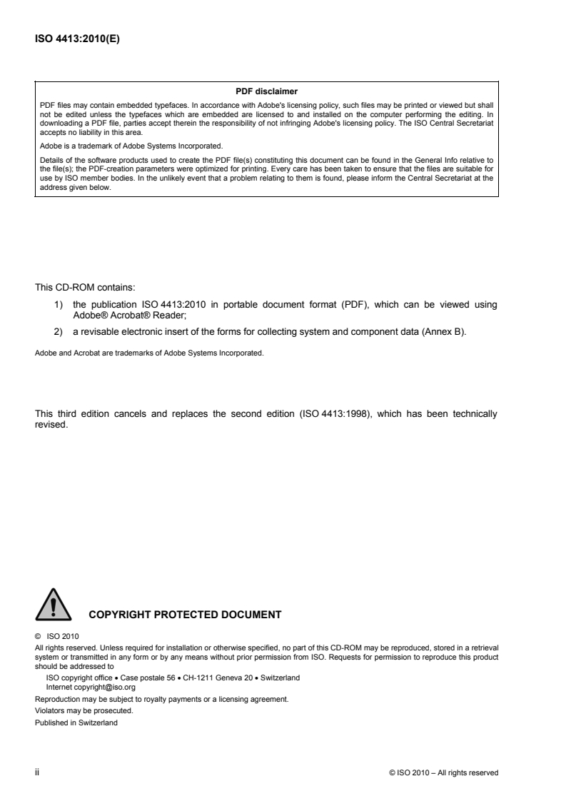 ISO 4413:2010 ISO 4413:2010 - Hydraulic fluid power — General rules and safety requirements for systems and their components/5/2010 - Page 2 preview