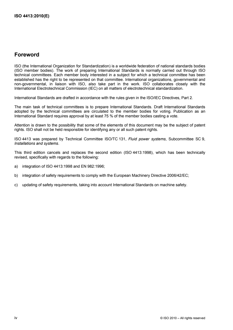 ISO 4413:2010 C044781e - ISO 4413:2010 - Hydraulic fluid power — General rules and safety requirements for systems and their components/5/2010 - Page 4 preview