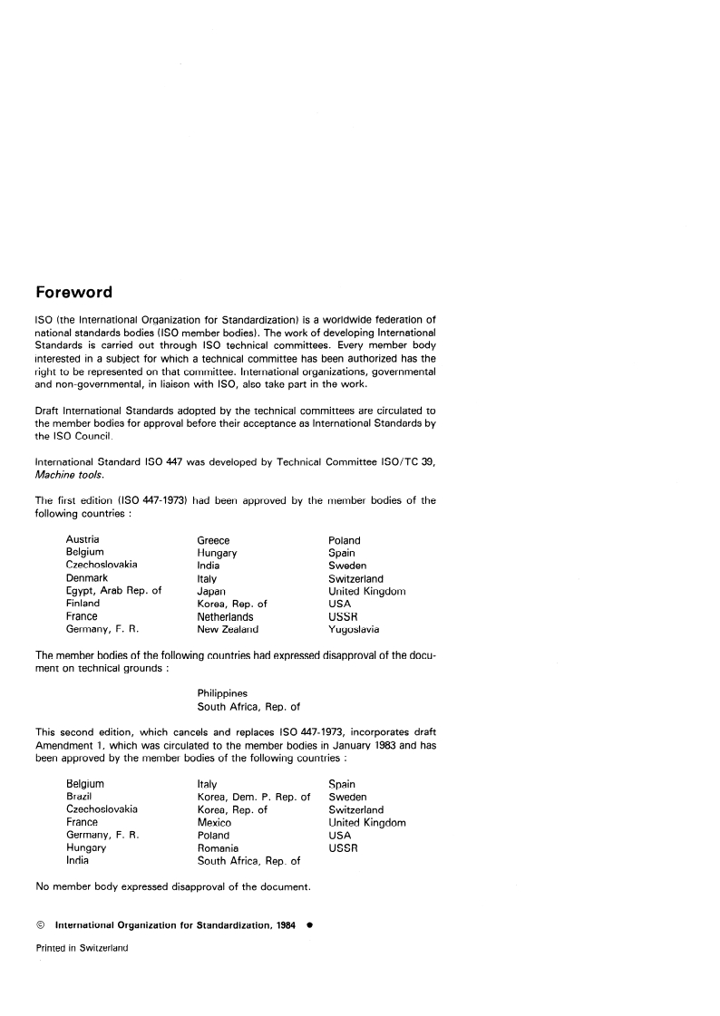 ISO 447:1984 ISO 447:1984 - Machine tools — Direction of operation of controls/1/1984 - Page 2 preview