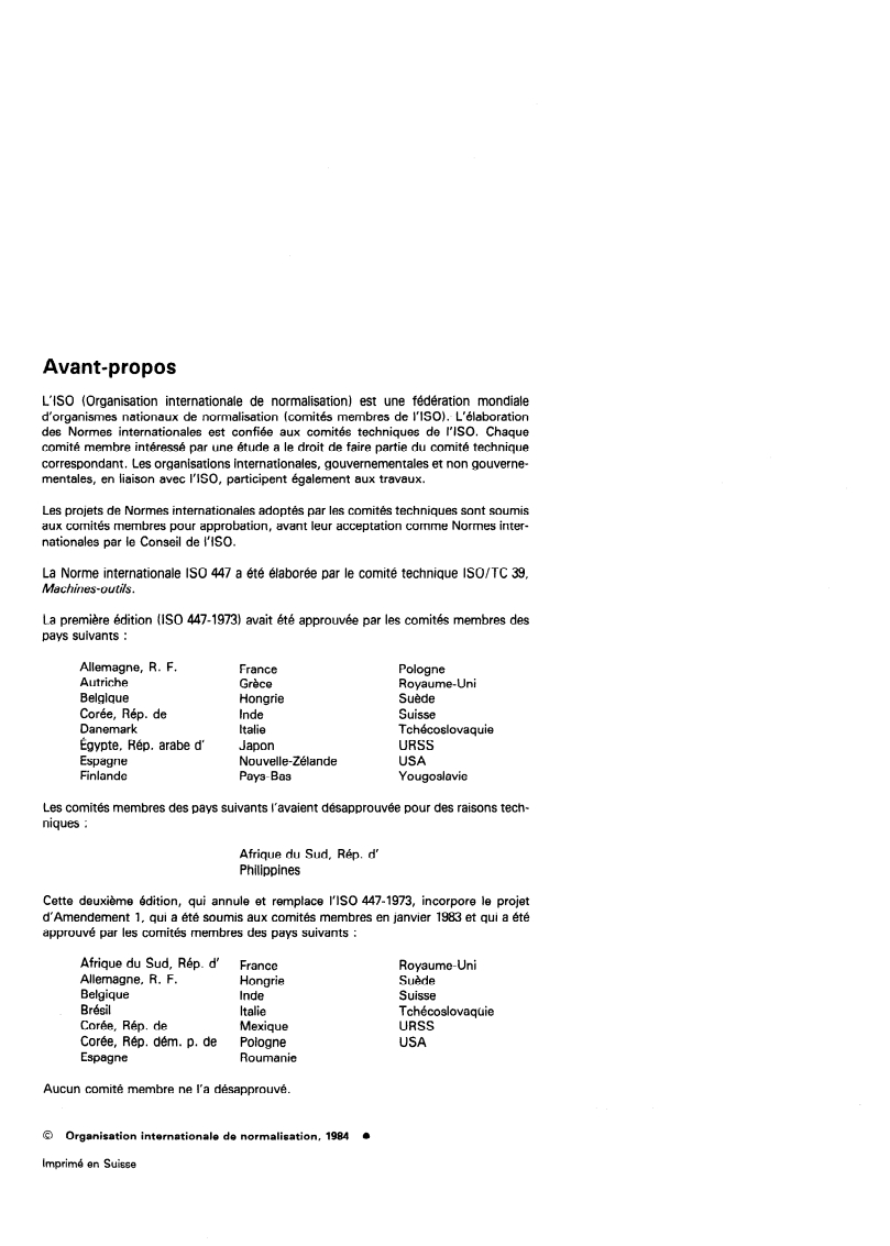 ISO 447:1984 ISO 447:1984 - Machines-outils — Sens de manoeuvre des organes de commande/1/1984 - Page 2 preview