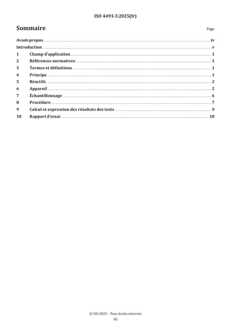 ISO 4491-3:2025 ISO 4491-3:2025 - Poudres métalliques — Dosage de l'oxygène par les méthodes de réduction — Partie 3: Oxygène réductible par l'hydrogène
Released:17. 09. 2025 - Page 3 preview