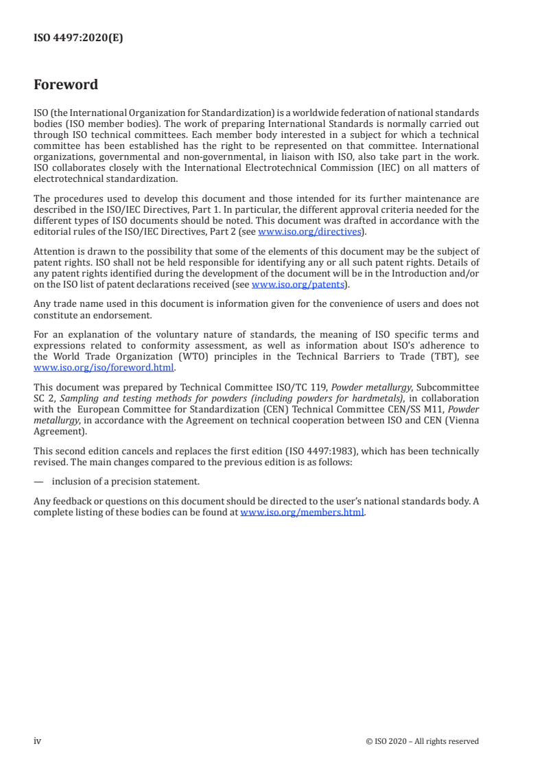 ISO 4497:2020 ISO 4497:2020 - Metallic powders — Determination of particle size by dry sieving/30/2020 - Page 4 preview