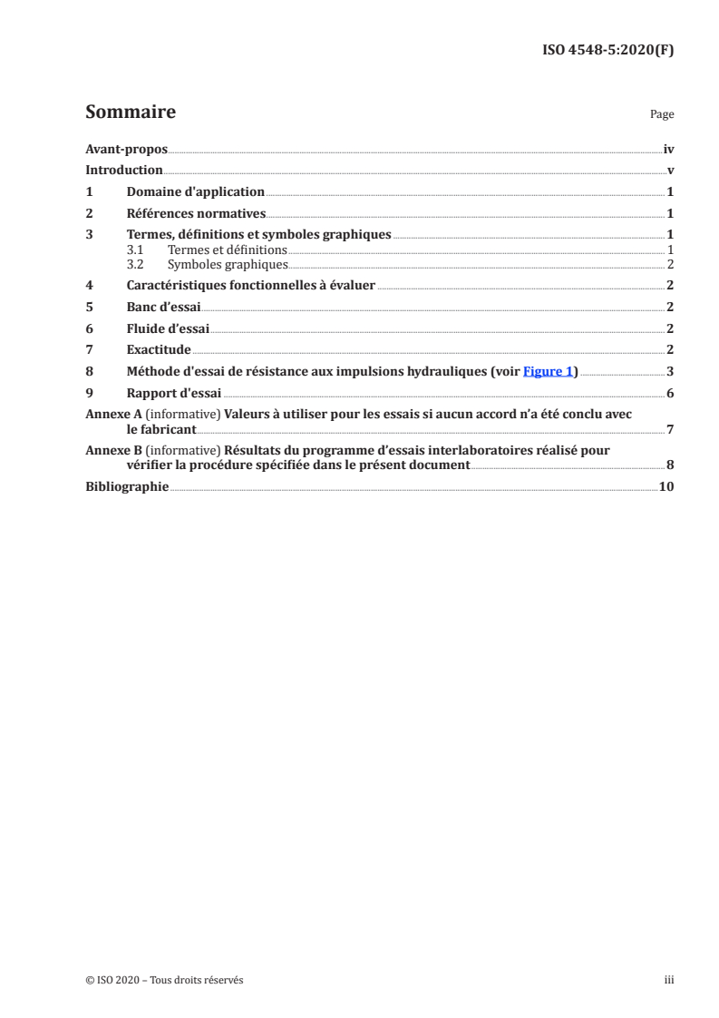 ISO 4548-5:2020 ISO 4548-5:2020 - Méthodes d'essai des filtres à huile de lubrification à passage intégral pour moteurs à combustion interne — Partie 5: Méthode d'essai de résistance aux impulsions hydrauliques/9/2020 - Page 3 preview