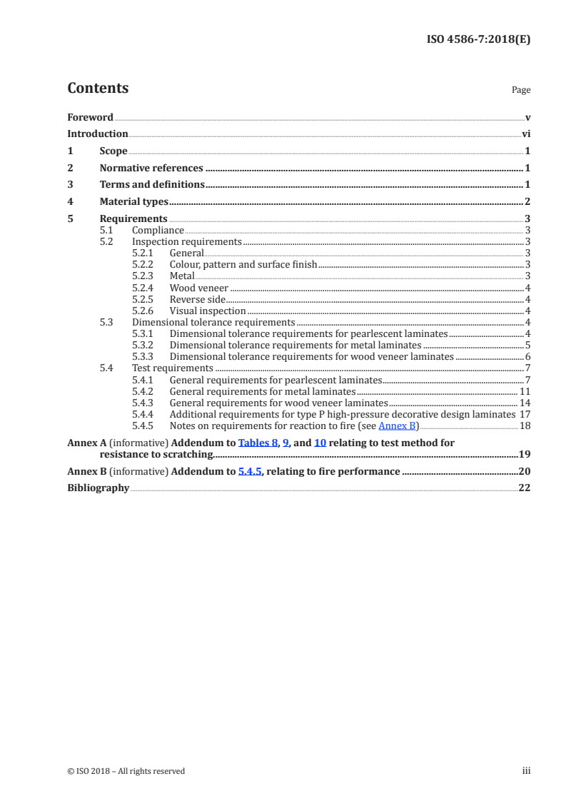 ISO 4586-7:2018 ISO 4586-7:2018 - High-pressure decorative laminates (HPL, HPDL) — Sheets based on thermosetting resins (usually called laminates) — Part 7: Classification and specifications for design laminates/2/2018 - Page 3 preview