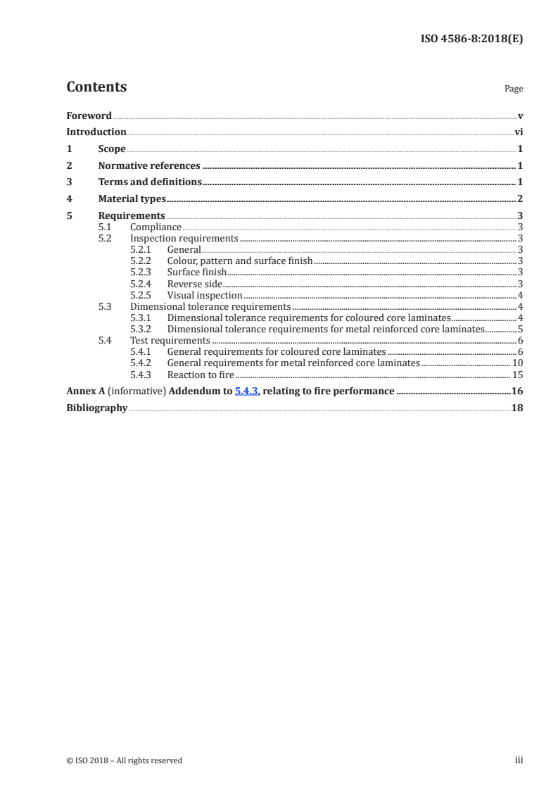 ISO 4586-8:2018 ISO 4586-8:2018 - High-pressure decorative laminates (HPL, HPDL) — Sheets based on thermosetting resins (usually called laminates) — Part 8: Classification and specifications for alternative core laminates/2/2018 - Page 3 preview