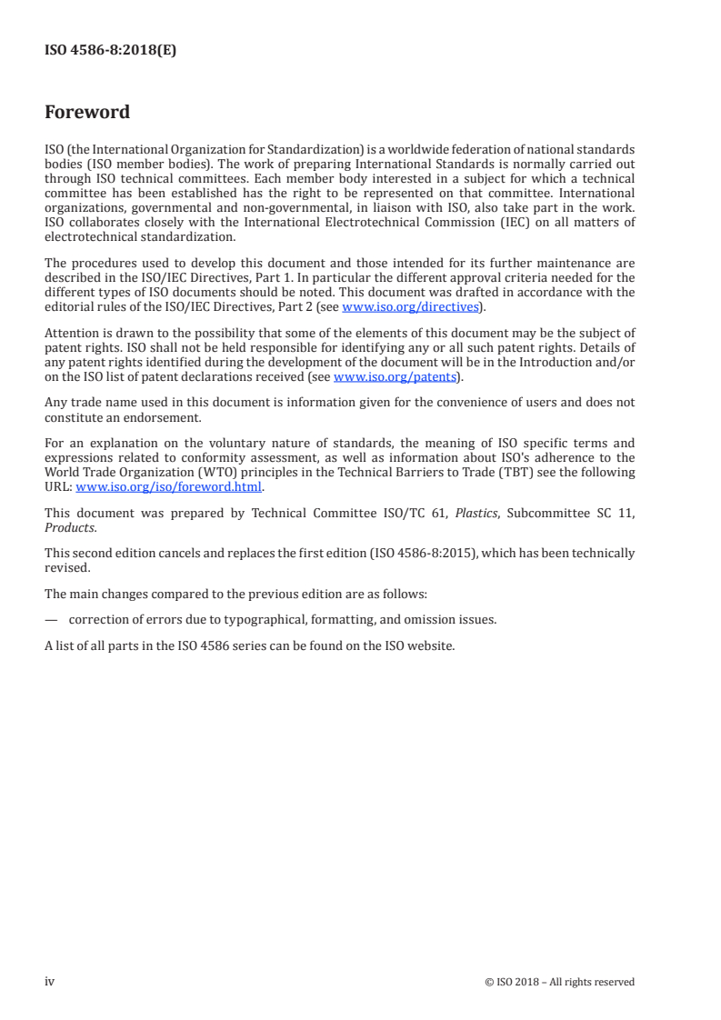 ISO 4586-8:2018 ISO 4586-8:2018 - High-pressure decorative laminates (HPL, HPDL) — Sheets based on thermosetting resins (usually called laminates) — Part 8: Classification and specifications for alternative core laminates/2/2018 - Page 4 preview