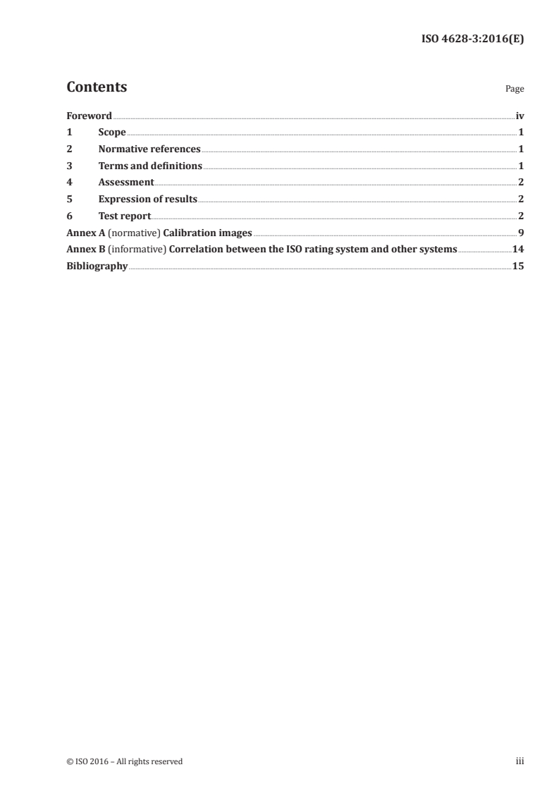 ISO 4628-3:2016 ISO 4628-3:2016 - Paints and varnishes — Evaluation of degradation of coatings — Designation of quantity and size of defects, and of intensity of uniform changes in appearance — Part 3: Assessment of degree of rusting/12/2016 - Page 3 preview