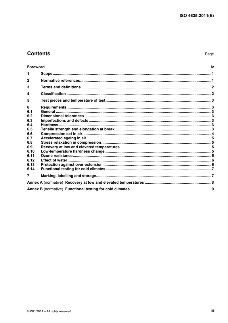 ISO 4635:2011 ISO 4635:2011 - Rubber, vulcanized — Preformed joint seals for use between concrete paving sections of highways — Specification/3/2011 - Page 3 preview