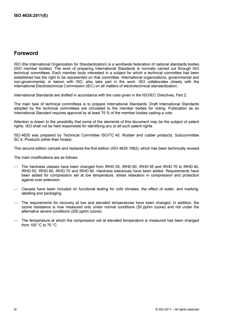 ISO 4635:2011 ISO 4635:2011 - Rubber, vulcanized — Preformed joint seals for use between concrete paving sections of highways — Specification/3/2011 - Page 4 preview