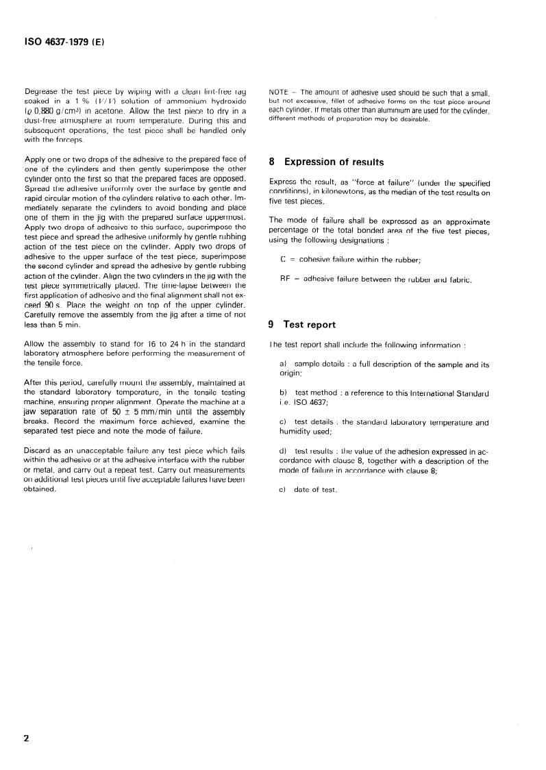 ISO 4637:1979 ISO 4637:1979 - Rubber-coated fabrics — Determination of rubber-to-fabric adhesion — Direct tension method/1/1979 - Page 4 preview