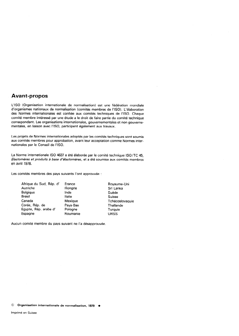 ISO 4637:1979 ISO 4637:1979 - Supports textiles revêtus de caoutchouc — Détermination de l'adhérence du caoutchouc au textile — Méthode par traction directe/1/1979 - Page 2 preview